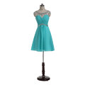 Aqua Short Chiffon Real Sample High Quality Prom Evening Dress